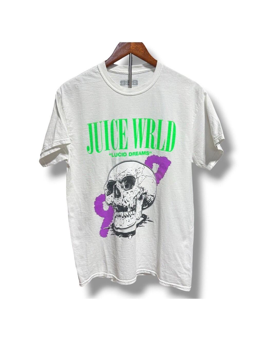 Juice WRLD Lucid Dreams 999 Club Skull Graphic T-Shirt White Men’s M